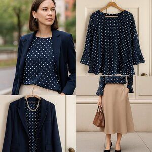 Rare Vintage Talbots Black Label Polka Dot Blouse, 1990s